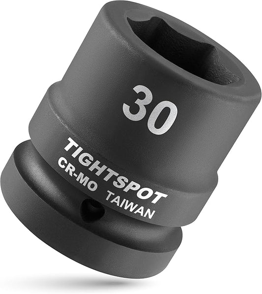 TIGHTSPOT 1" Drive 30mm Shallow Impact Socket Strong CR-MO Jumbo Socket 6 Point Automotive Truck and Industrial Maintenance