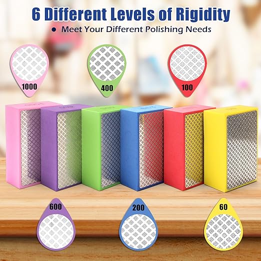 Coitak 6 PCS Diamond Polishing Pads, Diamond Sanding Blocks for Ceramic Tile Glass Grinding, Sanding Blocks Tile Tools 60/100/200/400/600/1000