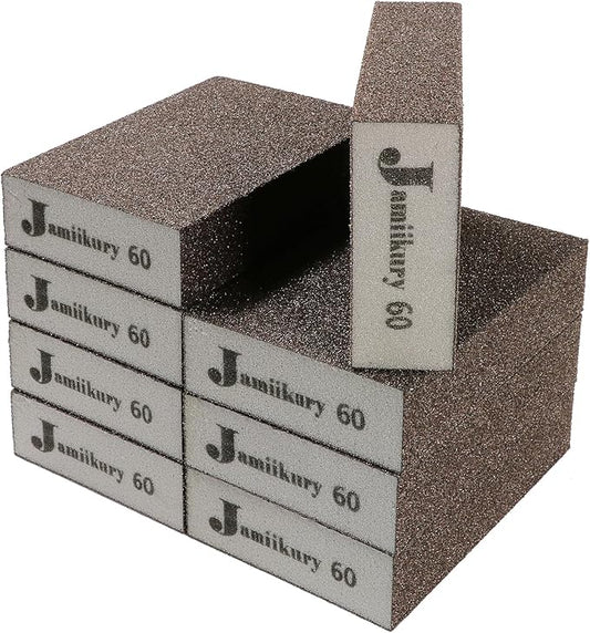 8Pcs 60 Grit Sanding Blocks, Jamiikury Coarse Sanding Sponge Washable and Reusable, Wet Dry Sandpaper Sponge for Wood Metal FurniturePaint and Drywall
