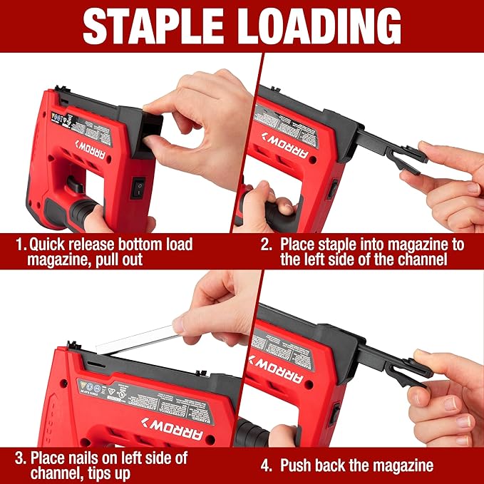 Arrow Electric Staple Gun, 5 in 1 Cordless Staple Gun for Upholstery with 3000Pcs Staples and Nails, 3.6V Rechargeable Heavy Duty Band Nailer with Staple Remover, for Wood, Home, DIY, ET501C