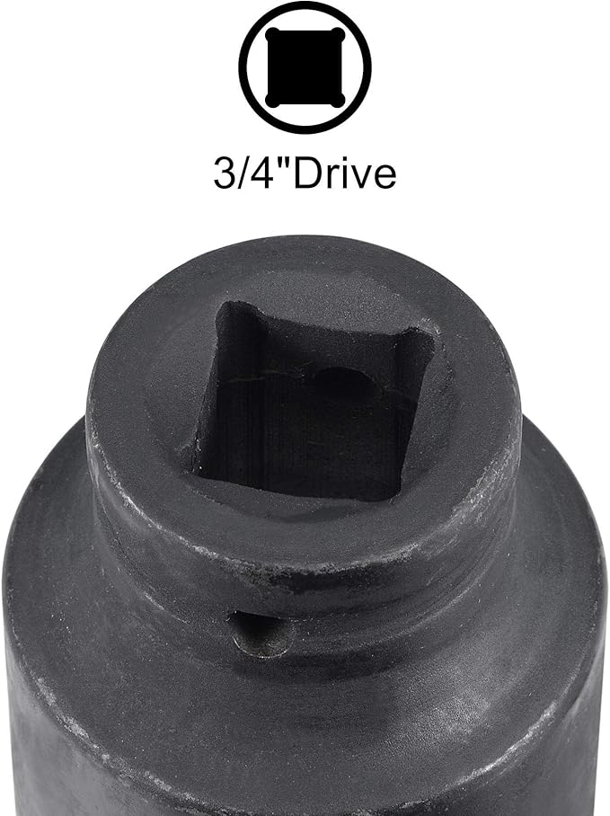 uxcell 3/4-Inch Drive 41mm 12-Point Deep Impact Socket, CR-MO Steel 78mm Length, Metric Sizes