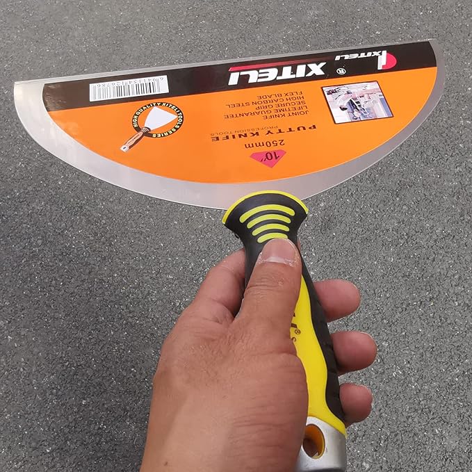 Large Putty Scraper, 10" Stainless Steel Putty Knives with Plastic Ergonomic Handle for Taping Paint Wall Floor Tile, Metal Spackle Tools Knife,Remover for Wood, Wallpaper Scraper(10")