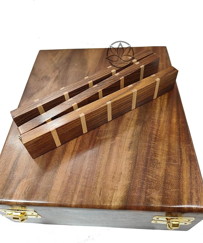 Masonic Toolset Wooden Premium Handcrafted Masonry Tools Trowel Gavel Square Compass and Level Ruler Set with Wooden Box Wooden Gavel and Trowel (Medium)