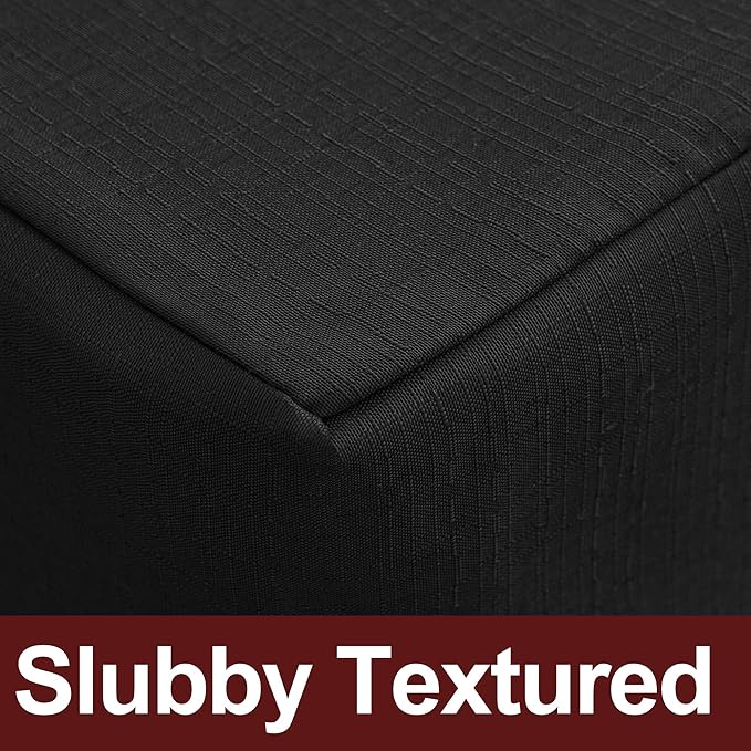 HolidayIdeas 2 Pack Fitted Table Covers Rectangle - 96 x 30 Inch - Black Linen Textured Tablecloths for 8 Foot Tables, Fabric Tableclothes for Party, Wedding, Trade Show