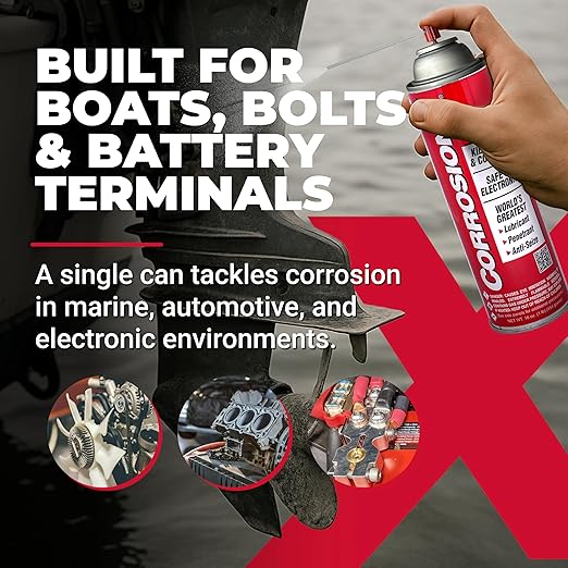 CorrosionX Rust Inhibitor, Industrial-Strength Dielectric Corrosion Prevention, Lubricant & Penetrant for Marine, Automotive, Electronics & RV Use, Protects Bolts, Cables, Engines, 4oz Trigger Spray