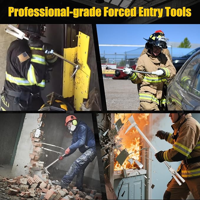 30" Halligan Bar Firefighter Tool, Halligan Forced Entry Tool with Shoulder Strap for Fire Rescue, Tactical Breaching & Emergency Breach