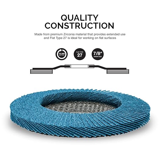 NEIKO 11145A 10 Pack Zirconia Flap Discs 4-1/2 for Angle Grinder, 120 Grit Flapper Wheel, Angled T29 Grinding Wheel 4.5 Inch Flap Disc, 7/8" Arbor Grinding Disc, Flap Wheel for Wood & Metal Sanding