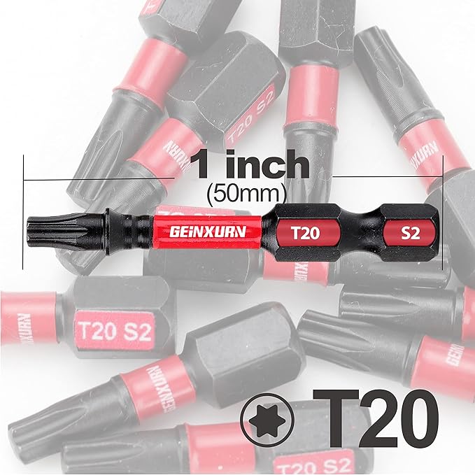 30 Pieces T20 2 In. Impact Tough Magnetic #20 Torx Head Power Bits, S2 Alloy Steel T20 Screwdriver Bits Set
