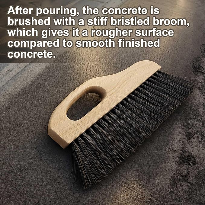 2 Pack Concrete Broom Tools, 12 Inch Masonry Brush Hand Concrete Finish Brush Horse Hair/Poly Bristle Hand Finished Masonry Texturing Tools with Comfort Handle