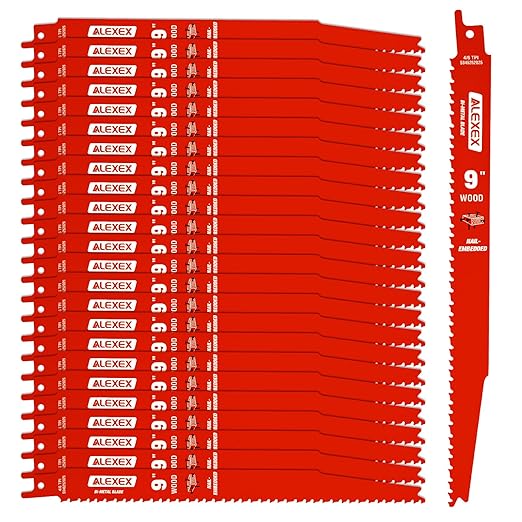 25 Pack 9 Inch 4/6 TPI Reciprocating Saw Blades for Wood and Nail-Embedded Wood Cutting, Bi-Metal Sawzall Blades for Cutting Nail and PVC Pallets etc, for Diablo Sawzall Blades DS0912BW25