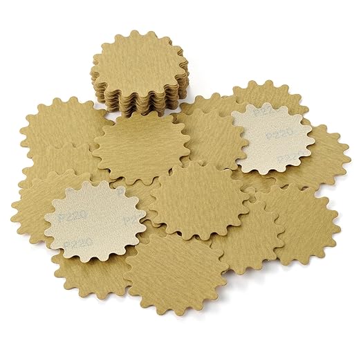 MAXMAN 50 PCS Hook and Loop Sanding Discs, 3-Inch Flex Edge Wavy Sander Pads Alumina Orbital Sandpaper 220 Grit - Perfect for Sanders Hand Drill, Bowl Sanders & Woodworking Wood Auto, No Hole