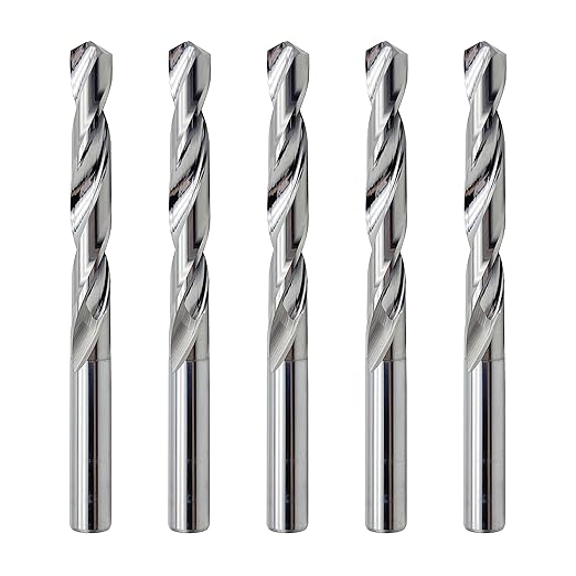 LUMA 3/8" Solid Carbide Jobber Drill Bits with Straight Shank and 118째 Point Angle, Made from Tungsten Carbide Material,5-Pieces