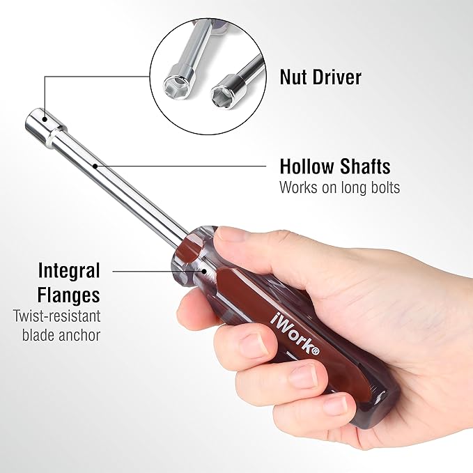 Olympia Tools SAE Nut Driver Set 86-513, 7-Piece Color Handle