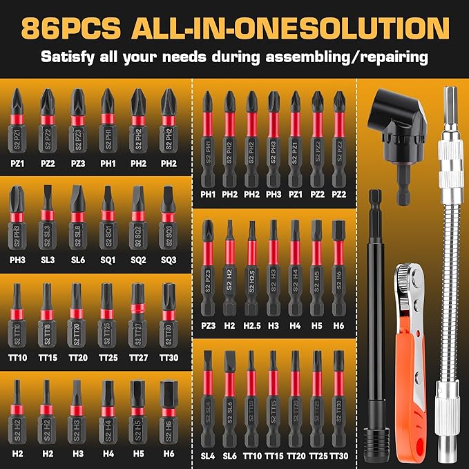 Magnetic Impact Nut Driver Set, Metric & SAE Driver Bit Set with Socket Adapters, Bit Holder, Wing Nut Driver, Universal Sockets, Quick Release Extension, Power Bits