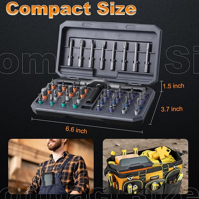42 In 1 Magnetic Screwdriver Set, Ratcheting Screwdriver Set with Detachable Handle, Multi Magnetic Bits, Portable Repair Tools for DIY, PC, Electronics, Car, Bicycle(Grey)