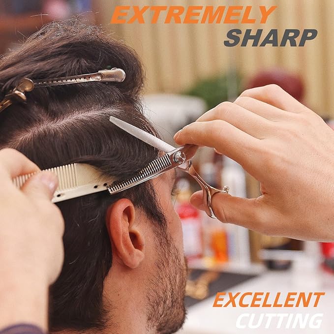 High-end Professional Hair Thinning Scissors Hair Cutting Teeth Shears Barber Hairdressing Texturizing Scissor Extremely Very Sharp 5.5 Inch Stainless Steel Alloy For Men,Women,Salon & Home