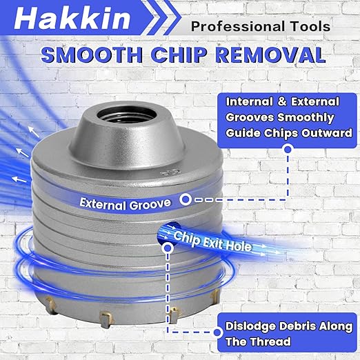 30 65 75mm Concrete Hole Saw Kit Drill Hole Cutter Set, Hakkin Cement Hole Saw with 220mm SDS Plus Shank Connecting Rod, Wall Hole Drill Bit for Stone Wall Foam Brick Home Improvement