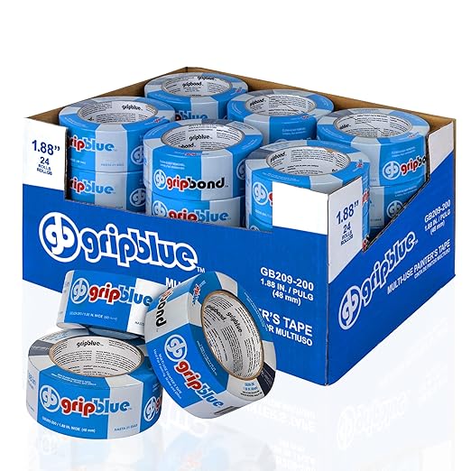 Blue Painters Tape 2 Inch Wide, Bulk - 24 Rolls Masking Tape, ?쏱rofessional-Grade??- Yields Exact Lines on Walls & Trim, Multi-Surface, Residue-Free, Easy Removal ?밒ndoor & Outdoor Use, 1.88in x 60yds