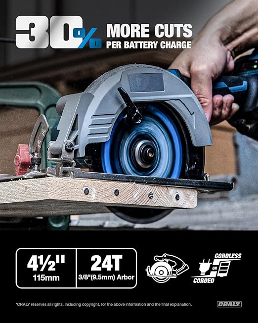 CRALY 4-1/2 Inch 24&36 Teeth Wood Cutting Framing/Fine Finish Circular Saw Blade, 3/8 Inch Arbor, Carbide Tipped, Thin Kerf, Black Ice™ Coating, for Plywood, MDF, OSB, Laminated, 2-Pack(C042436-2)