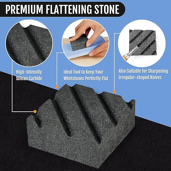 Knife Sharpening Stone Kit, 12pcs Dual Grit Whetstone 400/1000&3000/8000 White Corundum, Whetstone kit with Non-slip Bases, Flattening Stone, Angle Guide, Honing guide…