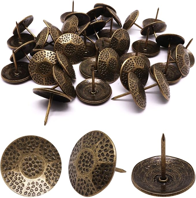 YuGtcen 40pcs Upholstery Tacks, Decorative Nails Thumb Tacks Metal Upholstery Nails for Wood Pins Vintage Furniture Tack (26x23mm, Turtle Shape Bronze)