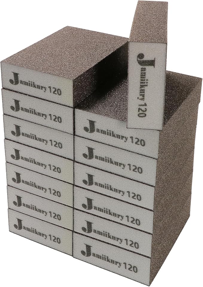 16Pcs 120 Grit Sanding Blocks, Jamiikury Fine Sanding Sponge Washable and Reusable, Wet Dry Sandpaper Sponge for Wood Metal FurniturePaint and Drywall