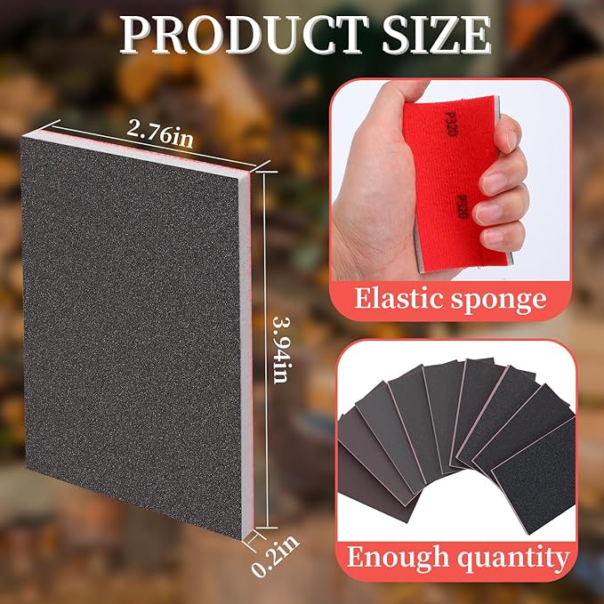 2500 Grit Sanding Sponge Set, Sanding Sponges for Wood, Wet Dry Ultra Fine Pads for Automobile Wood Furniture Metal Drywall Polishing