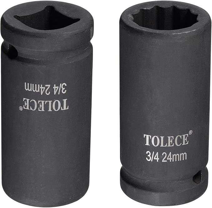uxcell 3/4-Inch Drive 24mm 12-Point Deep Impact Socket, CR-MO Steel 78mm Length, Metric Sizes