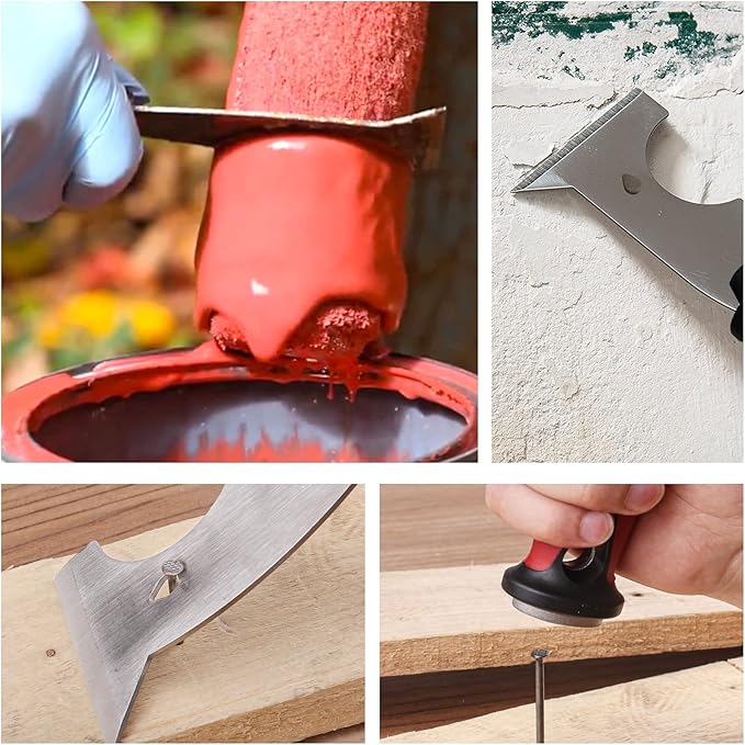 HAUTMEC Putty Knife Scraper, Scraper, Paint knife, Caulk Removal Tool, Painters Tool, Paint Can Opener, Paint Remover for Wood, Wallpaper Scraper, Painting Tool (1pc-3" 8-in-1)