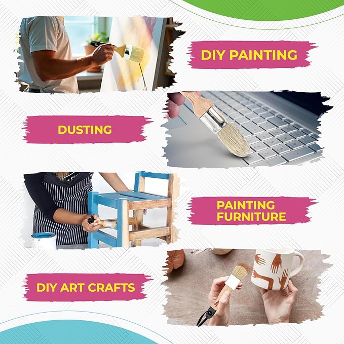 Chalk Paint Brush Set for Furniture ??5PC Natural Bristle, 3 Small and 2 Large Wax Brushes (2.5"), Perfect for Painting, Stenciling, and Waxing, Compatible with Chalk Paint and Furniture Wax
