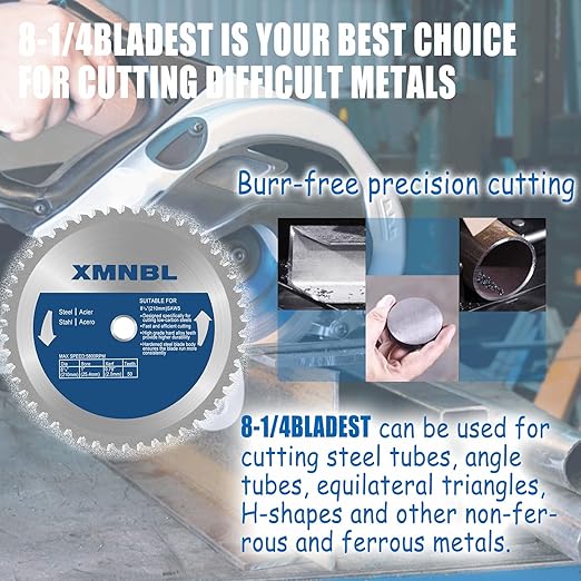 8-1/4-Inch Metal Saw Blade,Compatible with Evolution 8-1/4-Inch Metal Cutting Saw,Replacement for Evolution 8-1/4BLADEST Steel Saw Blade, 50 Teeth,5/8 Inch Center Shaft