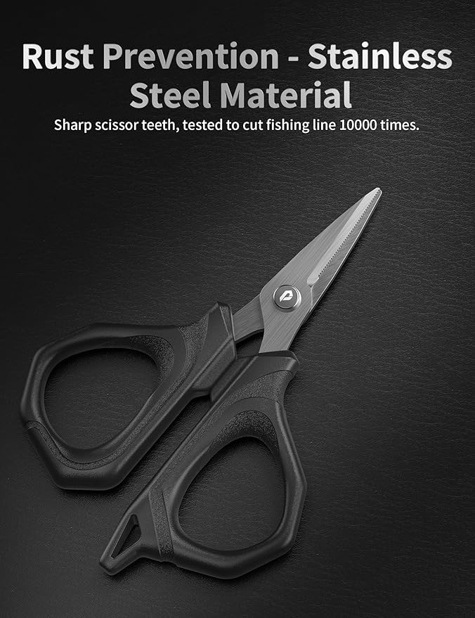 4.6" Fishing Scissors,Fishing Line Cutter for Braided Fishing Line,Fishing Gear with Tool Retractor,Non-Slip Grip Small Scissors for Saltwater & Freshwater