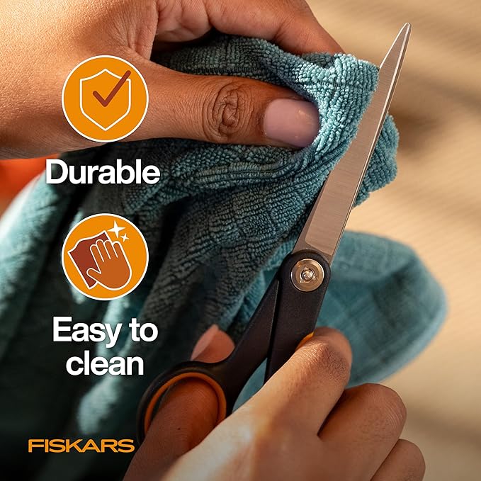 Fiskars Pet Scissors, Dog & Cat Grooming Scissors, Precision Stainless Steel Blades & SoftGrip??Handle, Cat and Dog Supplies, 6.75?? Orange/Black, Trimming Scissors