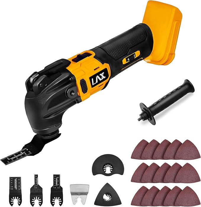 Oscillating Multi Tools for Dewalt 20V Battery, Multi-Use Cutting and Sanding Tool, 4째Oscillation Angle, 6 Variable Speeds, Quick-fit Blade Design with 22pcs Accessories for Cutting, Sanding, Scraping