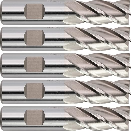 CME 5 pcs M42 Cobalt End Mills, Square Nose, Bright (Uncoated) Finish, 3/4" Mill Diameter, 1 5/8" Length of Cut, 3 7/8" Overall Length, 4 Flute, Center Cutting
