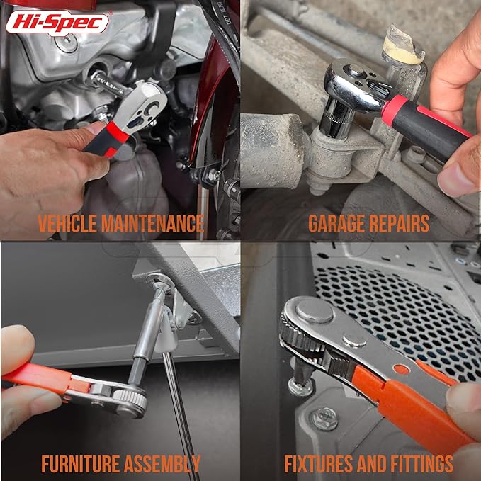 Hi-Spec 48pc Ratcheting Screwdriver & Socket Set, 1/4" Drive Mini Bit Ratchet and Quick-Release Ratchet, CR-V Sockets 4??4 mm, Security Bits in Portable Case