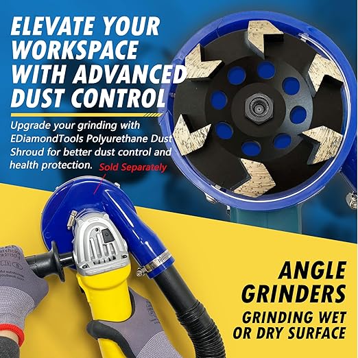 5" High Performance Diamond Grinding Wheels for Concrete, Paint, Epoxy, Mastic, Coating Removal, #30/40 Grit, 6 Arrow Segments, 7/8"-5/8" Arbor