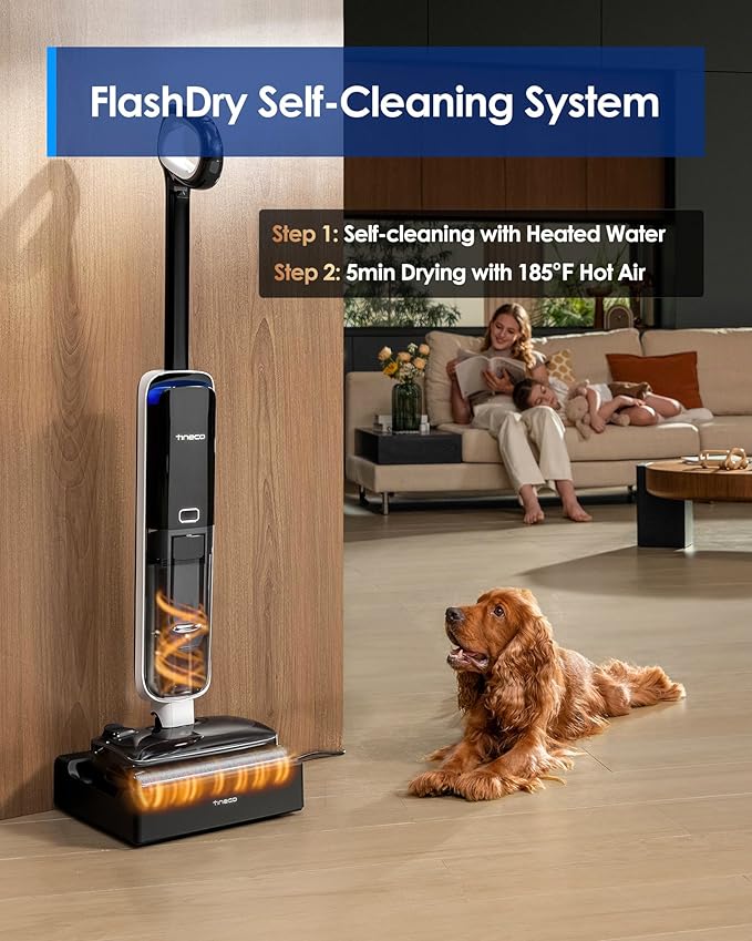 Tineco Floor ONE S6 Master Wet Dry Vacuum Cleaner, 20kPa Suction Vacuum Mop with Dual-Edge Cleaning, 45 Min Runtime (Quite Mode), 185째F Flashdry, 4inch Ultra-Slim