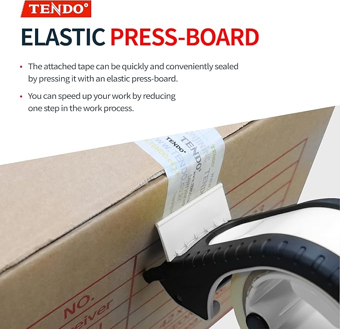 Heavy Duty Shipping Tape Dispenser: TENDO째 Premium Line ??Reusable, Replaceable, Eco-Friendly 2?쇺?Master Piece Dispenser for Pros with Patented 10째 Sloped Chromium Blades - P-2200 (4th Gen.)_White