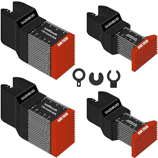 55 Pack Bi-Metal Saw Blades, Quick Release Multitool Blades for Soft Metal Hard Wood Plastic, 34MM and 44MM Multi Tool Blades Kits, Saw Bldes for Oscillating Tool Accessories