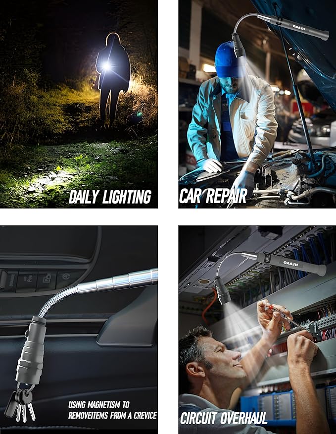 Christmas Stocking Stuffers for Adults, Magnetic Pickup Tool with 3 LED Lights, Telescoping Magnet Flashlight Gifts Dad Gifts from Daughter Son Wife, Cool Gadgets for Men 2025, Birthday Gifts for Men