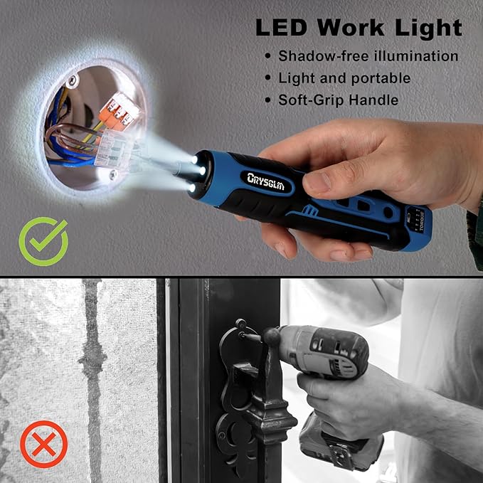 3.6V Cordless Screwdriver Set, Electric Screwdriver with 24 in 1 Magnetic Bits, 3-10 N.m Torque for Electrician Tools & DIY,300RPM (Sky Blue)