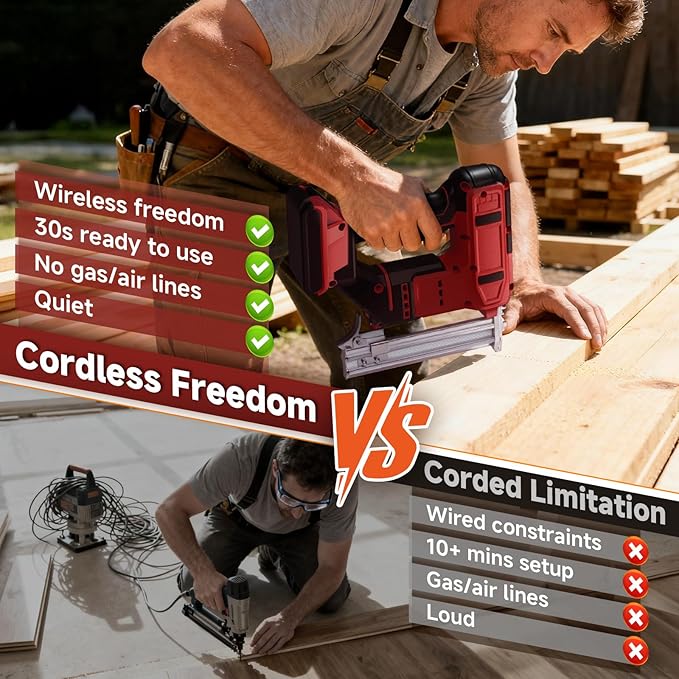 2-in-1 Cordless 18GA Brad Nailer & Crown Stapler ??Compatible with Milwaukee 18V Battery (No Battery) ??Nail Gun/Staple Gun Battery Powered with 1200 Nails/Staples for Woodworking, DIY and Upholstery
