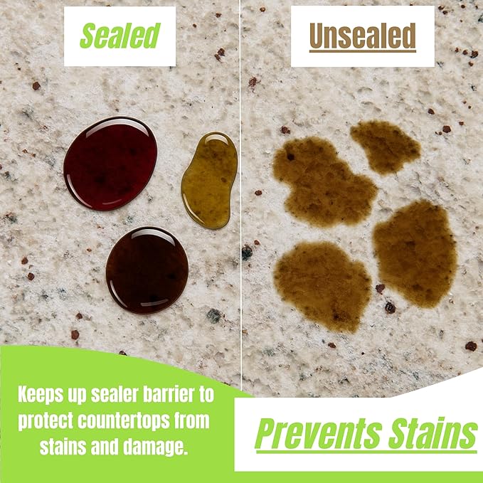 Granite Plus (Cleaner & Sealer) Deep Cleans & Seals All Natural Stone Countertops + Ultimate Grout Cleaner with Brush ??Safe for Natural Stone - Acid Free - Lifts Dirt & Stains (2pack)