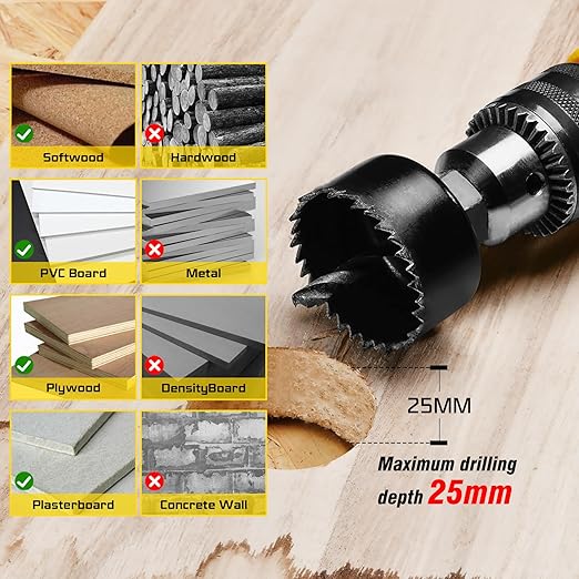 KATA 20PCS Hole Saw Kit, Hole Saw Set with 3/4"-6"(19-152mm) Saw Blades, Hole Saws Drill Bits Hole Cutter Kits with Storage Case, Holesaw Cutting for Soft Wood, Plywood, Drywall, PVC