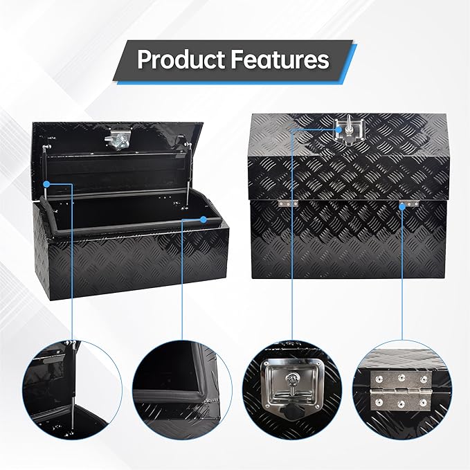 30 Inch Aluminum Truck Tool Box竊똇eavy Duty Truck Bed Tool Box Storage Organizer with T-Handle, Black (30'' x 13.2'' x 13.5'')