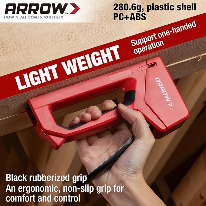 Arrow Light Duty Staple Gun with Safety Lock Function, Upholstery Stapler Gun with 2000 3/8'' JT21 Staples, JT27P Staple Gun for Wood, Material Repair, Furniture Decoration, Crafts and DIY
