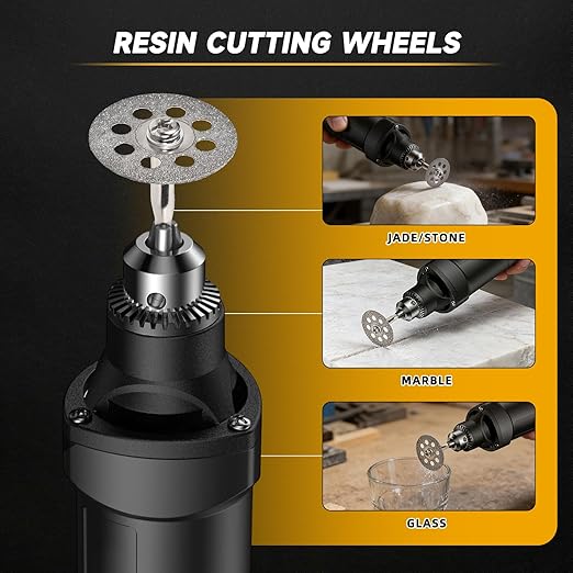 55PCS Cutting Wheel Set for Rotary Tools, Premium Cutting Discs, HSS Circular Saw Blades, Resin Cutting Discs, 545 Diamond Cutting Wheels for Cutting Metal, Stone, PVC and Make DIY Craft