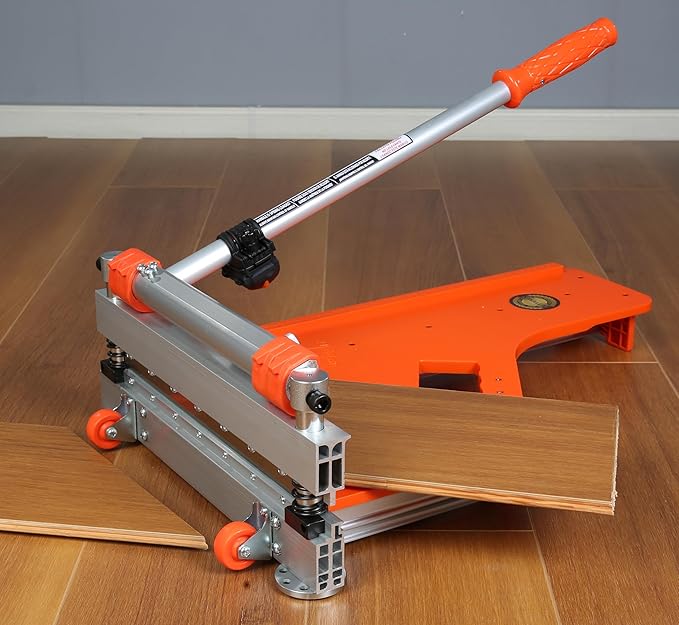 Laminate/Vinyl Floor Cutter, 13” Vinyl Plank Cutter with Wheels – Easy Angle & Length Cutting, Flooring Tools - Cuts Laminate Floor, Engineered Wood, LVP, LVT, VCT, SPC, WPC, HSS Blade/LED Light