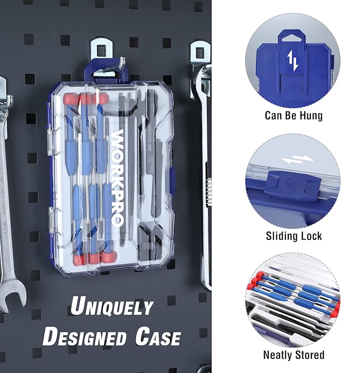 WORKPRO 12 in 1 Torx Screwdriver Set with T3 T4 T5 T6 T8 T10 Security Torx Bit & Precision Magnetic Screwdrivers, Tweezers,Pry Bars, Spudger for Eyeglass, Watch, Computer, Phone, with Case
